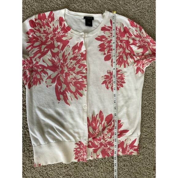 Ann Taylor, 3/4 Sleeve, White And Pink Floral Cardigan, Size: L - Picture 5 of 7